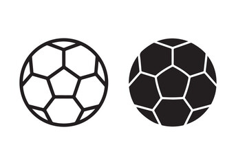 Obraz premium Classic soccer ball outline and solid black icon set sports game equipment