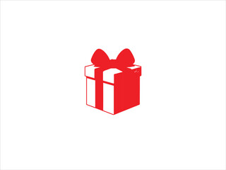 Minimal Red Present Box with Ribbon and Bow Illustration