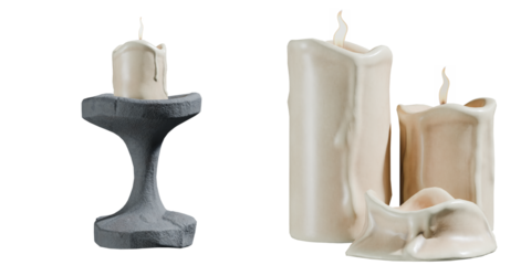 Candle Holders and Candles in Soft Shapes and Muted Tones for a Cozy Atmosphere