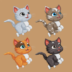 set of funny cats