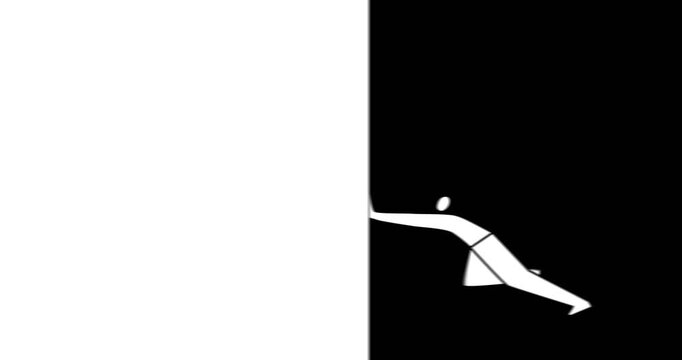 Minimalist illustration of a figure pushing against a wall in black and white representing struggle and resistance against adversity