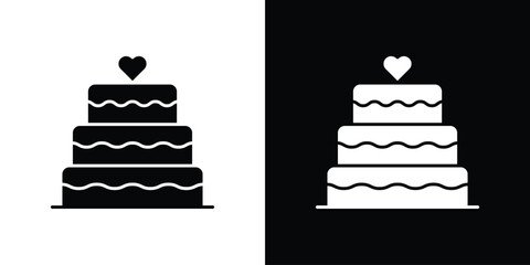 Wedding cake icon fill vectors set for ui.