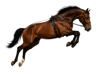 Brown horse jumping. Sport. Power. Motion.