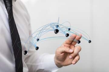 Abstract image of a businessman connecting global network. Ideal for business, technology, and...