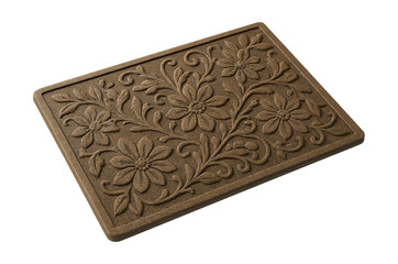 Eco-friendly recycled rubber doormat with a floral design for balcony entrances.