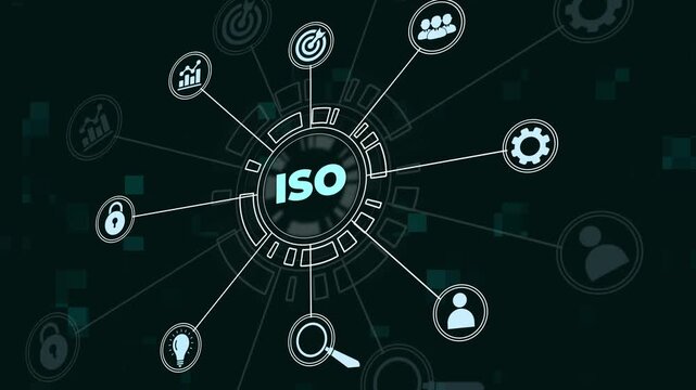ISO standards quality control concept, International Organization for Standardization. Assurance and warranty business technology.