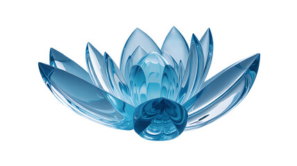 Ice soft texture crystal blue flower shape isolated on transparent background