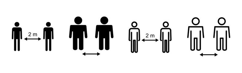 Social distance icon set. social distancing icon. self quarantine sign