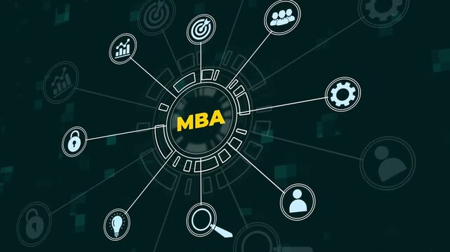 MBA or master of business administration program concept.MBA icons for personal development.