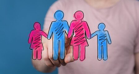 Image of a family unit, parents and children, symbolizing love, togetherness, and family values.