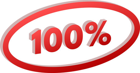 3D Crimson Red 100 Percent Text Design Isolated on Transparent Background.