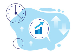 Business Sales Graph Abstract Illustration Perfect Time for Trading. Business and online marketing, getting trading results on time vector