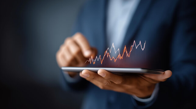 Digital panel with diversified investment metrics, economic prosperity in portfolio growth, market vitality through asset allocation, investment opportunities in stock funds, consu