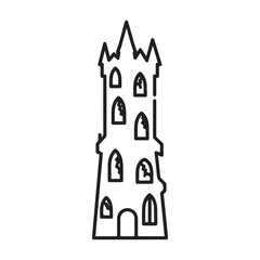 Haunted tower silhouette graphic for halloween decorations and spooky designs vector