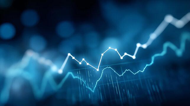 Blue-hued financial charts for business insights, economic prosperity in data reporting, market vitality through analytical tools, investment opportunities in market reviews, consu