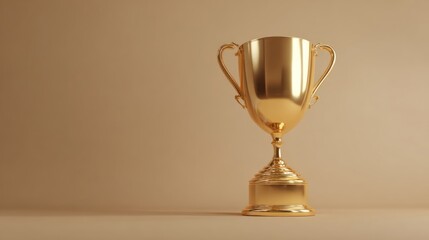 Fototapeta premium Lustrous Gold Champion's Trophy on a Minimalist Background with Soft Lighting