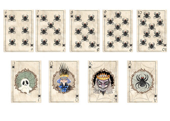 Halloween Playing Hand Drawn Cards Deck
