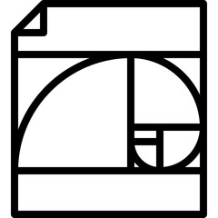 Graphic Design Outline Document Featuring Fibonacci Spiral Golden Ratio Proportions Abstract Geometric Pattern Outline Art Representing Order Symmetry 