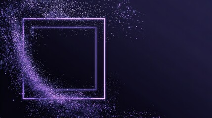 Obraz premium High quality photo of a futuristic glowing purple square frame on a dark abstract textured background