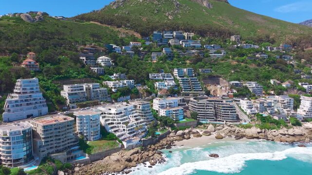 Aerial view over Cape Town beach landscape, summer.