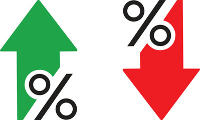 Percentage Up and Down Arrow Vector Icons Financial Growth Rate and Business Decrease

