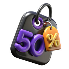 3D 50 Percent Discount Tag Icon