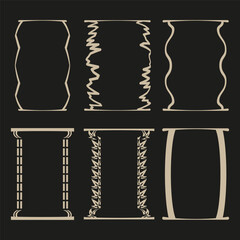 Abstract frame set. Distorted border shapes. Vector decorative elements. Grunge style design.