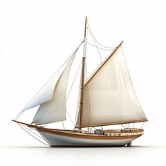 Obraz premium Sail into adventure with this classic sailboat. Capturing the spirit of nautical exploration, this vessel is rendered in detail and isolated in a bright white background for any design needs.