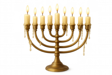 Traditional hanukkah menorah lighting nine candles with glowing flames, celebrating jewish holiday faith and tradition