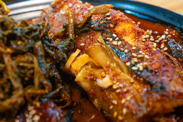 spicy half-dried pollack braised with dried radish greens