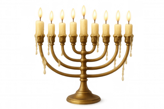 Traditional hanukkah menorah lighting nine candles with glowing flames, celebrating jewish holiday faith and tradition
