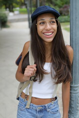 Female student on her way to college 