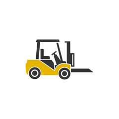 Yellow Silhouette of a Forklift, Industrial, Heavy Duty, icon. Suitable for your design need, logo, illustration, animation, etc.