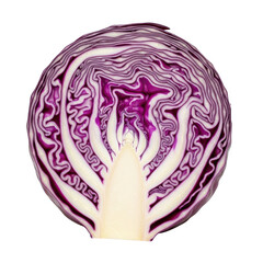 Fototapeta premium Cross section of a vibrant red cabbage isolated on transparent background
