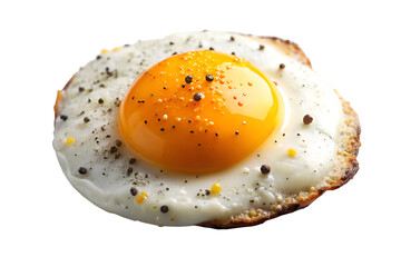 Fried egg with pepper isolated on white background