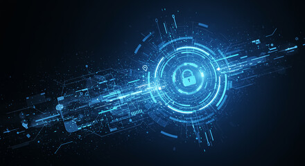 サイバーセキュリティとデータ保護を象徴するデジタルロック背景