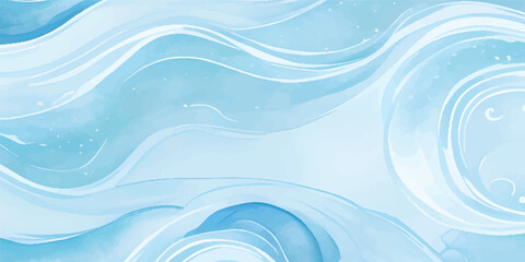 Modern Watercolor Blue and White Ocean Wave Texture with Fluid Sea Splash and Tropical Motion for Abstract Background Design