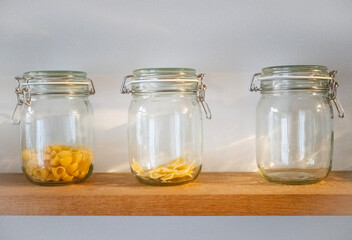 Assortment of grains in glass jars