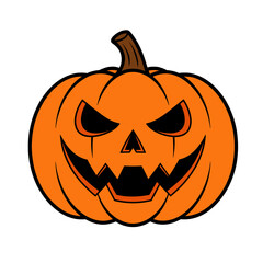 Evil halloween jack- o'-lantern pumpkin isolated on transparent background 