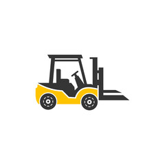 Yellow Silhouette of a Forklift, Industrial, Heavy Duty, icon. Suitable for your design need, logo, illustration, animation, etc.