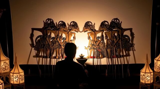 Traditional Shadow Puppet Performance: Indonesian Wayang Kulit Artistry