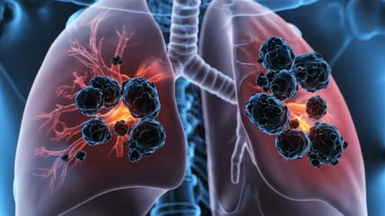 Lung Cancer Awareness and Disease Prevention Animated Medical Illustration of Tumors and Diagnosis Options Oncology