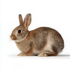 Fototapeta premium Brown Rabbit Sitting On White Background