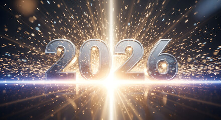 Bright future ahead for 2026 with explosive sparklers and glowing light