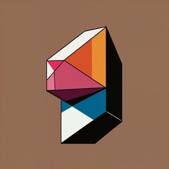 Trapezoid shape slanted evenly like a tilted block on plain brown background graphic design pop art