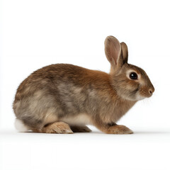 Fototapeta premium Brown Rabbit Sitting On White Background