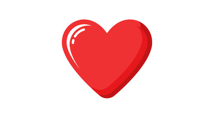Glossy red heart symbol on white background for love and romance themes