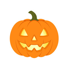 Cartoon halloween pumpkin with glowing face isolated on transperant background 
