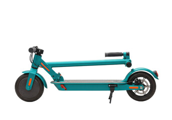 Isolated teal electric scooter profile ready for delivery or sustainable urban transportation © David