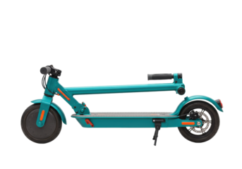 Isolated teal electric scooter profile ready for delivery or sustainable urban transportation